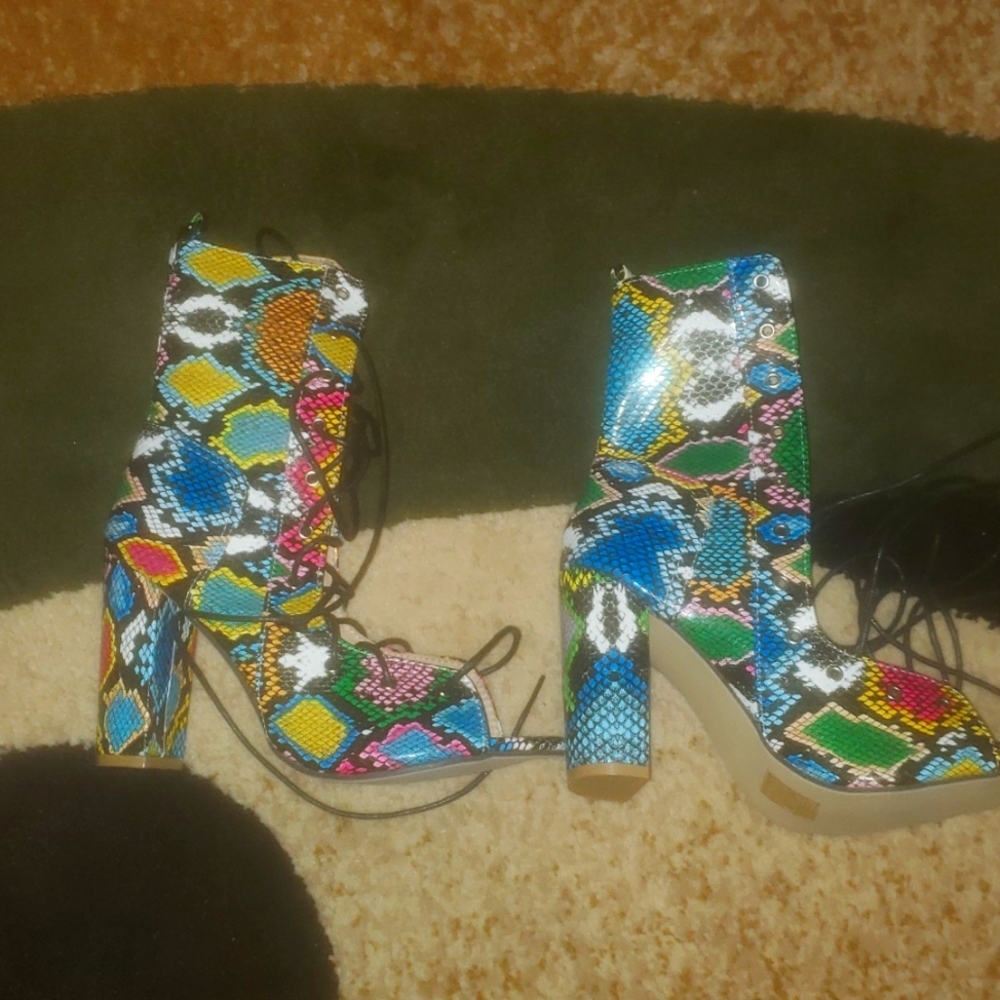 Snakeskin Lace Up Heels